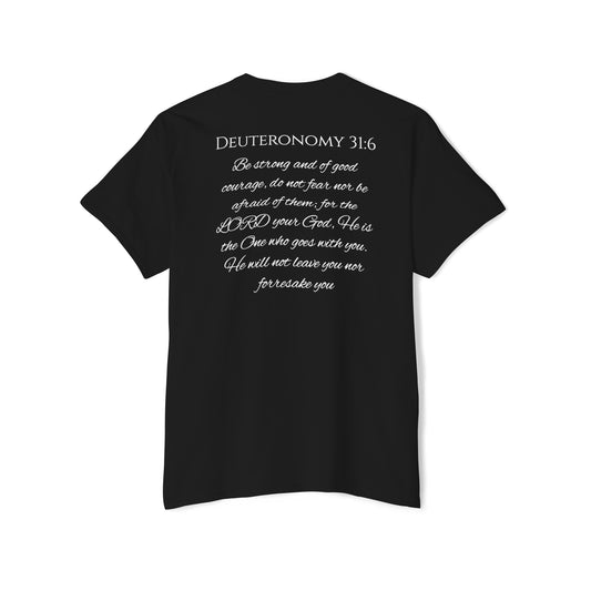 Deuteronomy 31:6 Unisex Heavy Cotton Pocket Tee