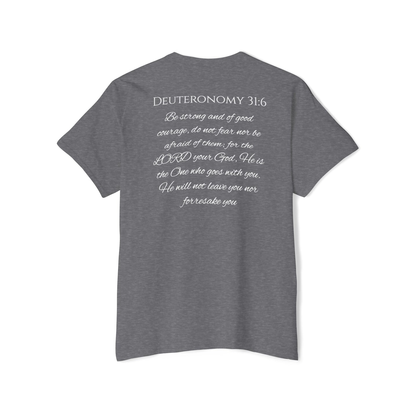 Deuteronomy 31:6 Unisex Heavy Cotton Pocket Tee