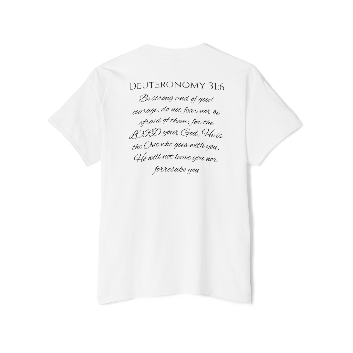 Deuteronomy 31:6 Unisex Heavy Cotton Pocket Tee