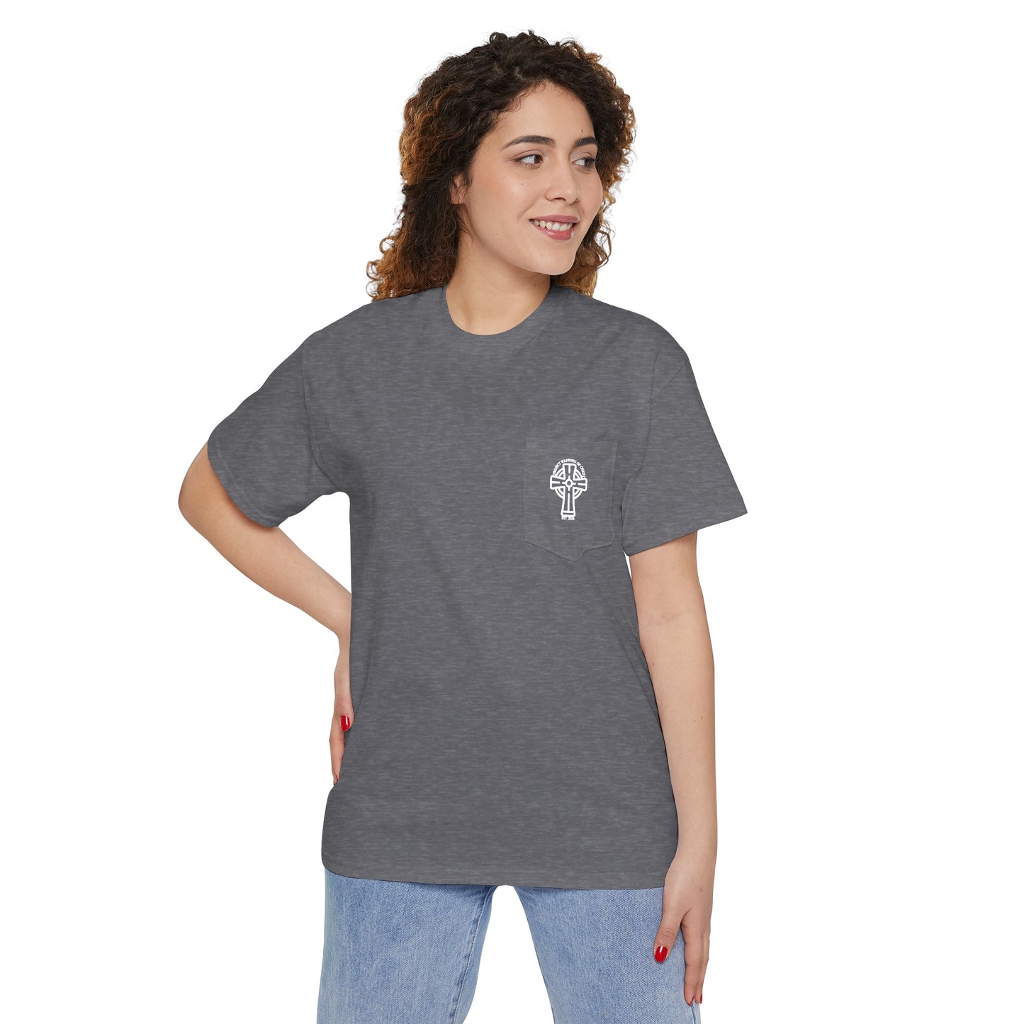 Deuteronomy 31:6 Unisex Heavy Cotton Pocket Tee