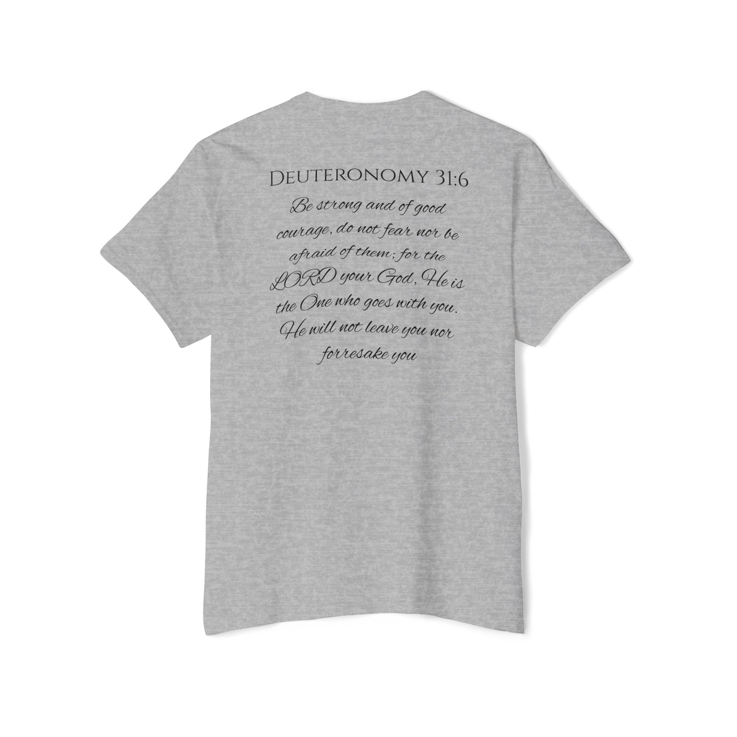 Deuteronomy 31:6 Unisex Heavy Cotton Pocket Tee